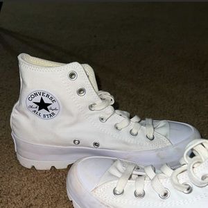 White platform high top Converse